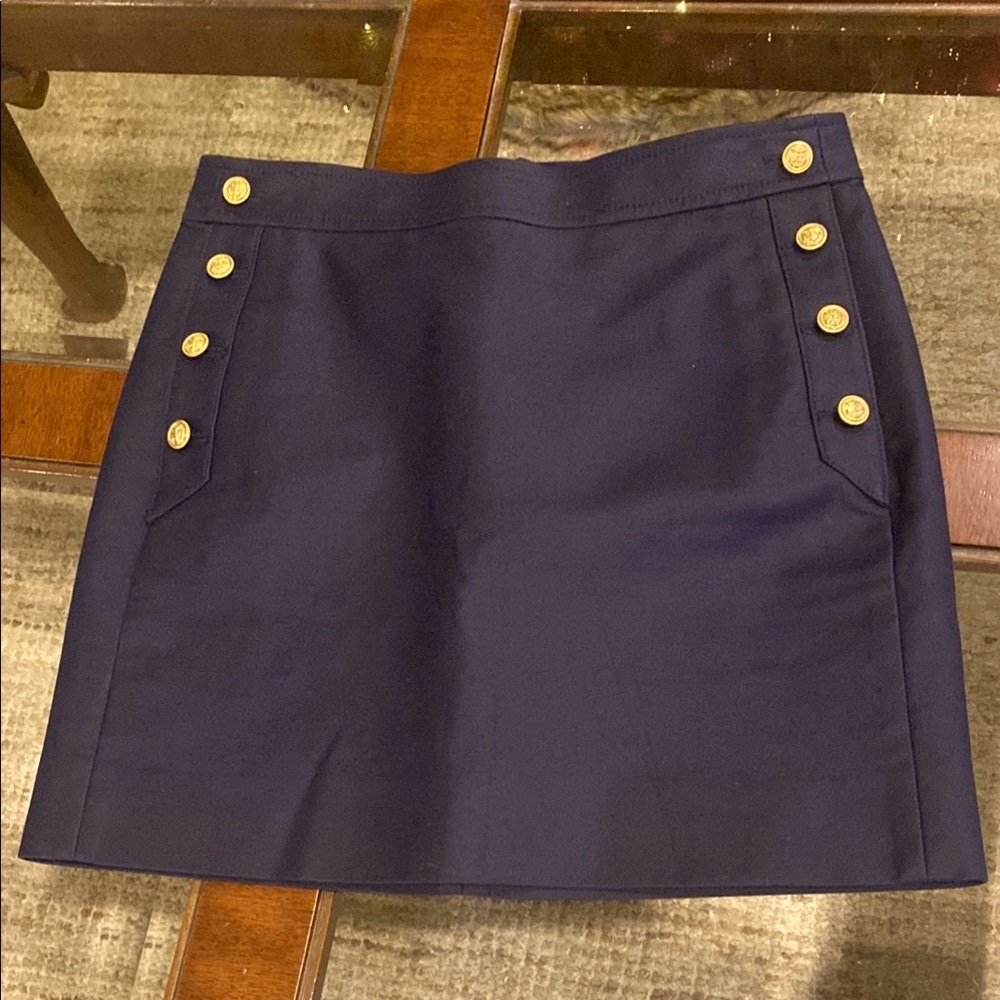 J.Crew Navy Skirt with Gold Buttons NWOT - Picture 2 of 14